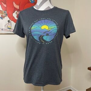 Life is Good Small Grey Scoop Graphic Short Sleeve T Shirt If You Never Get Lost